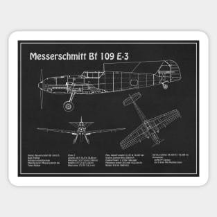 Messerschmitt Bf 109 E-3 - Airplane Blueprint - PD Sticker